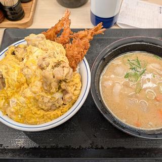 海老タレカツと親子丼の合い盛り丼(かつや 経堂店)