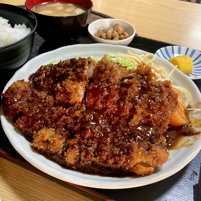 ジャンボビフカツ定食(松の家)