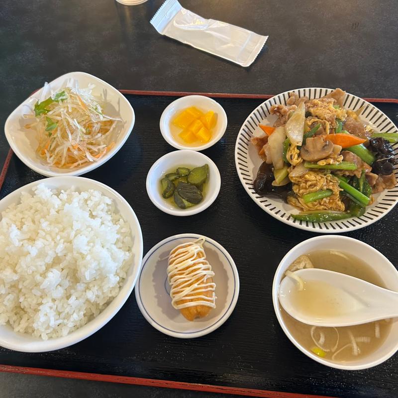 豚肉ときくらげの玉子炒め定食(台湾料理 四季紅 知手店)