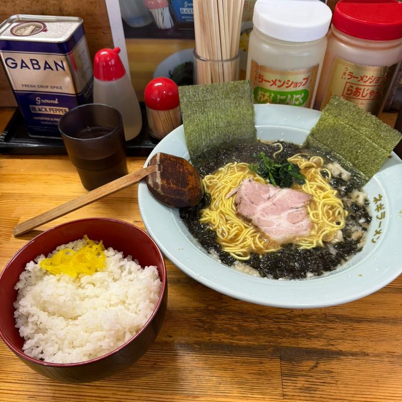 黒ばら海苔ラーメン　ライス(ラーメンショップ椿 上彦川戸店)
