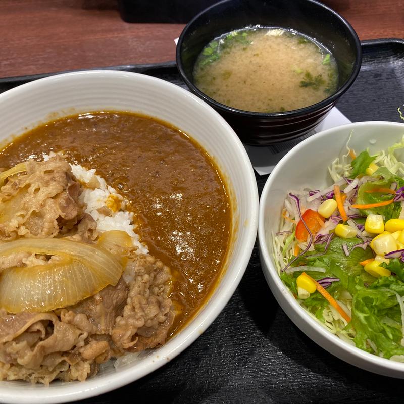 肉だく牛魯珈カレーサラダセット(吉野家 赤坂三丁目店)