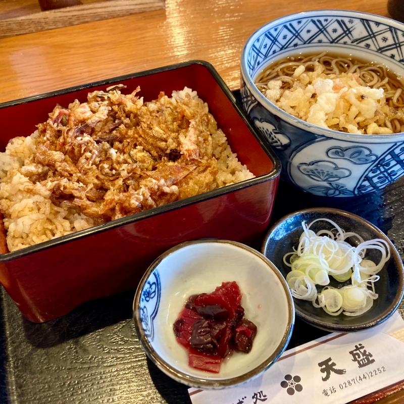 かき揚げ天重セット（そば）(そば処 天盛 （てんもり）)