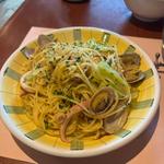 真イカとアサリのペペロンチーニスパゲッティ