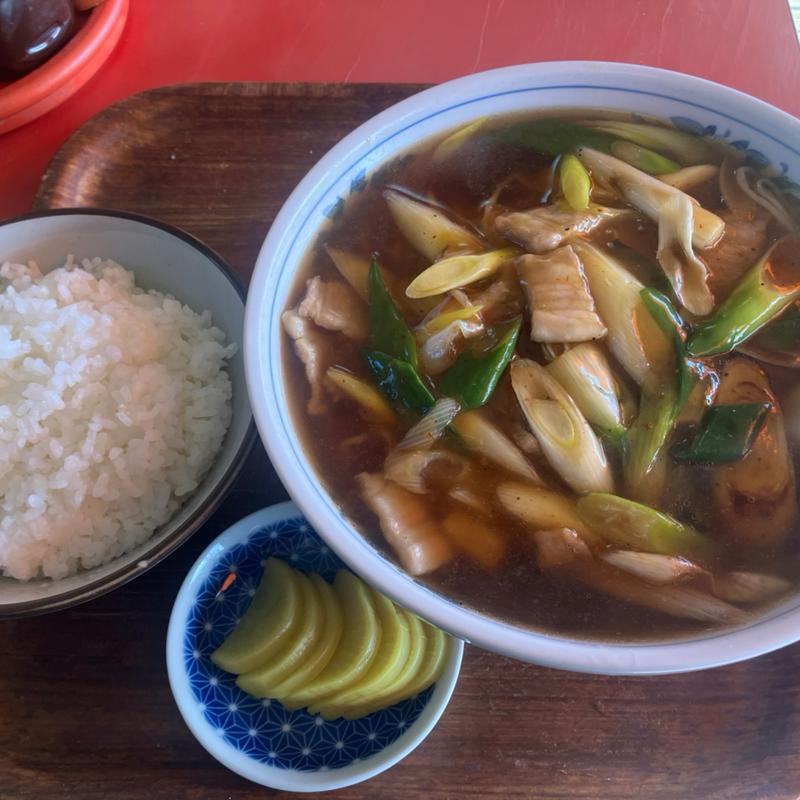 ネギ肉ラーメン+半ライス(廬山)