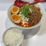 だしカレー坦々まぜそば 味玉 〆ご飯