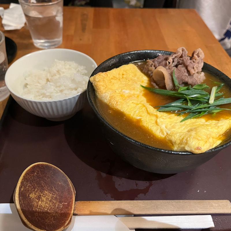 肉だし巻きカレーうどん　と白飯(爽月 （そうげつ）)