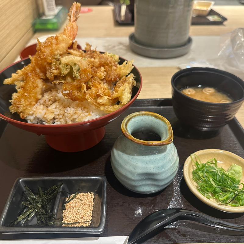 海老と鶏天とかき揚げの天茶(天丼・天串・串カツ いしのや)