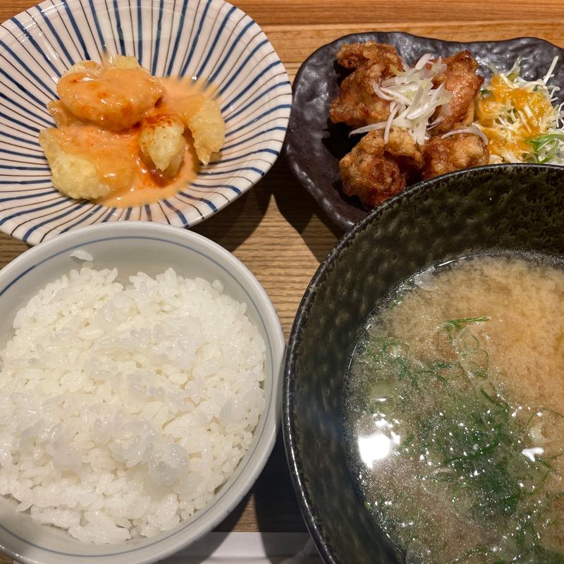 エビマヨと竜田揚げ膳(膳や なんばウォーク西店)