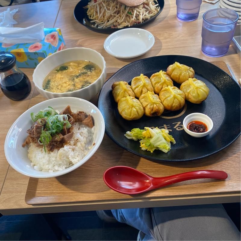 ジンまる定食(ワカメスープ→たまごスープ、ライス→チャーシュー丼)(金まる餃子)