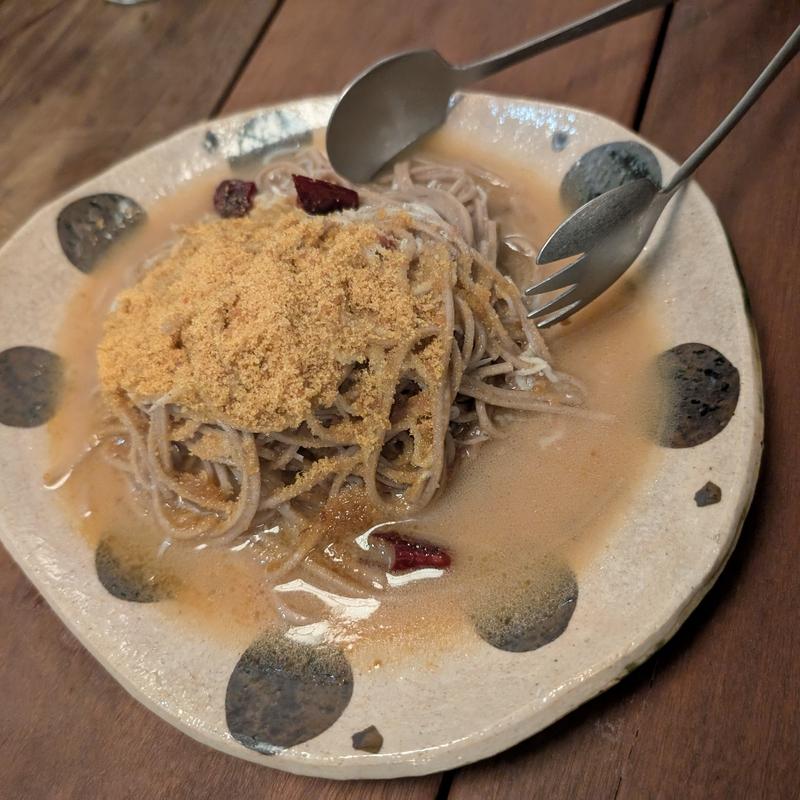 しらすとカラスミの蕎麦ペペロンチーノ(横浜ドラテン)