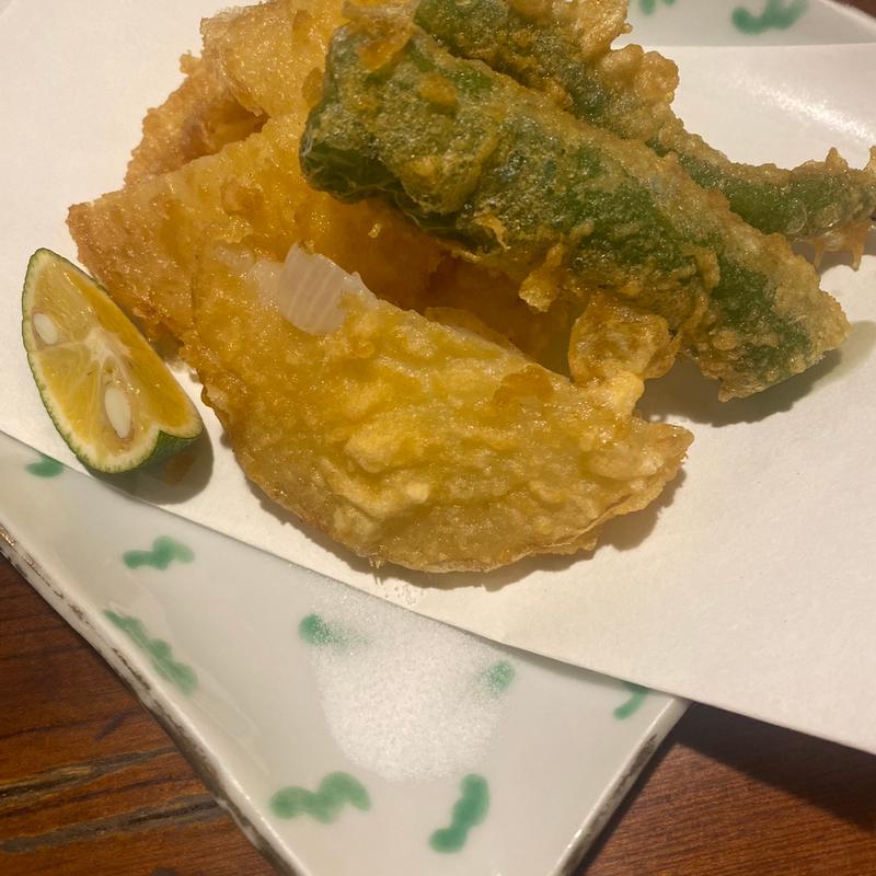 新玉ねぎの天ぷら(利庵)