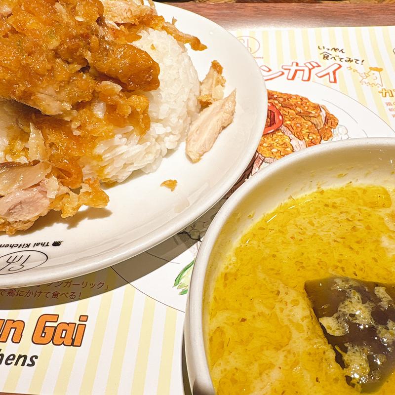 グリーンカレー＋揚げ鶏(タイキッチン カオマンガイ)