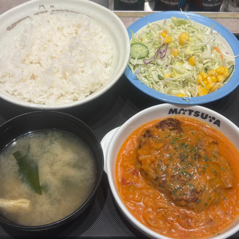 煮込みキャベツのトマトハンバーグ定食(松屋 中野坂上店)