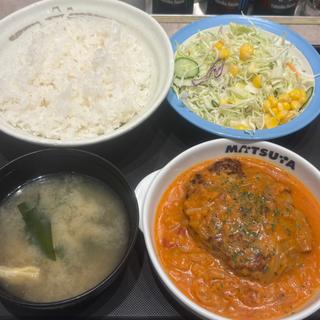 煮込みキャベツのトマトハンバーグ定食(松屋 中野坂上店)