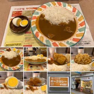 モーニングポークカレーにゆで玉子(カレーハウス11イマサ （カレーハウスイレブンイマサ）)