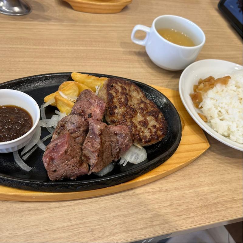 カットステーキ&手ごねハンバーグセット(ビッグボーイ 園田店)