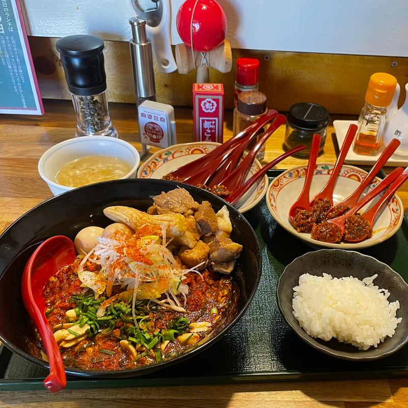 よくばりまぜ麺3辛➕カラスプーンx10(麻婆豆腐 めしとさけ だるま)