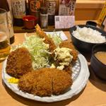 ミックスフライ定食 豚メンチカツ(とんかつとん一松戸駅前)