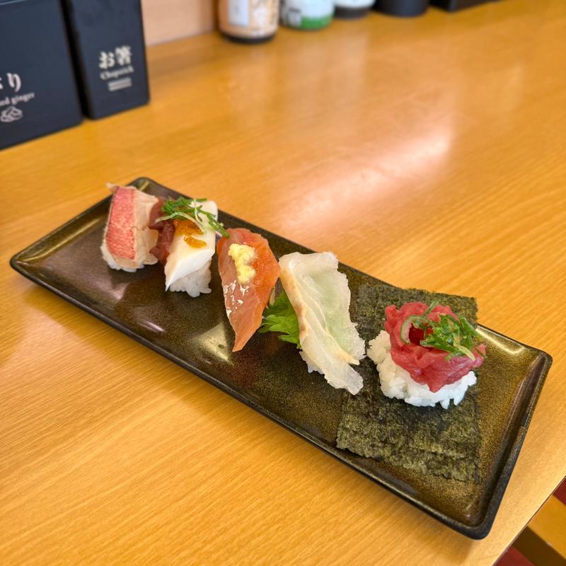 天然魚彩り5種盛り(スシロー 羽曳野店)