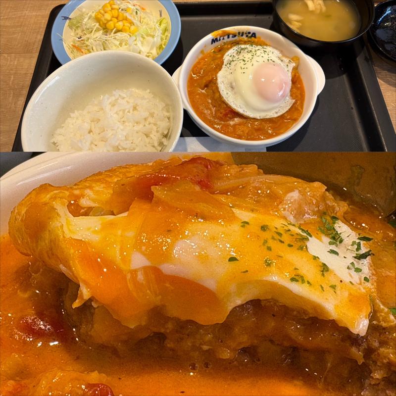 煮込みキャベツのエッグトマトハンバーグ定食(松屋 高津店)
