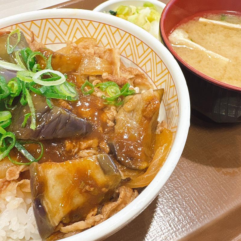 スパイシー麻婆茄子牛丼おしんこセット(すき家 梅田東店 )