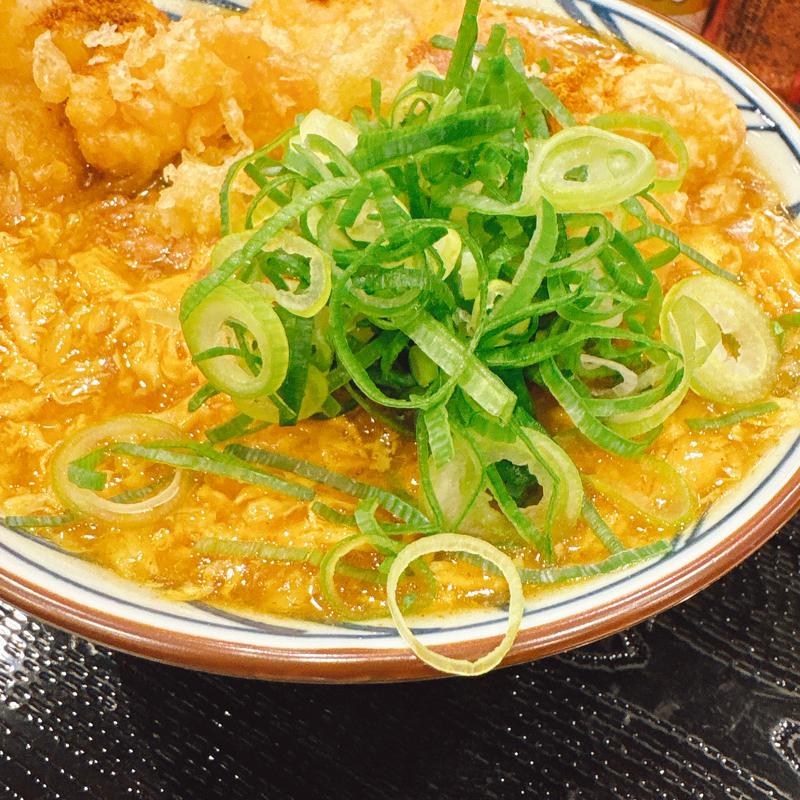 鶏天ふわ玉カレーうどん(並盛)(丸亀製麺梅田)