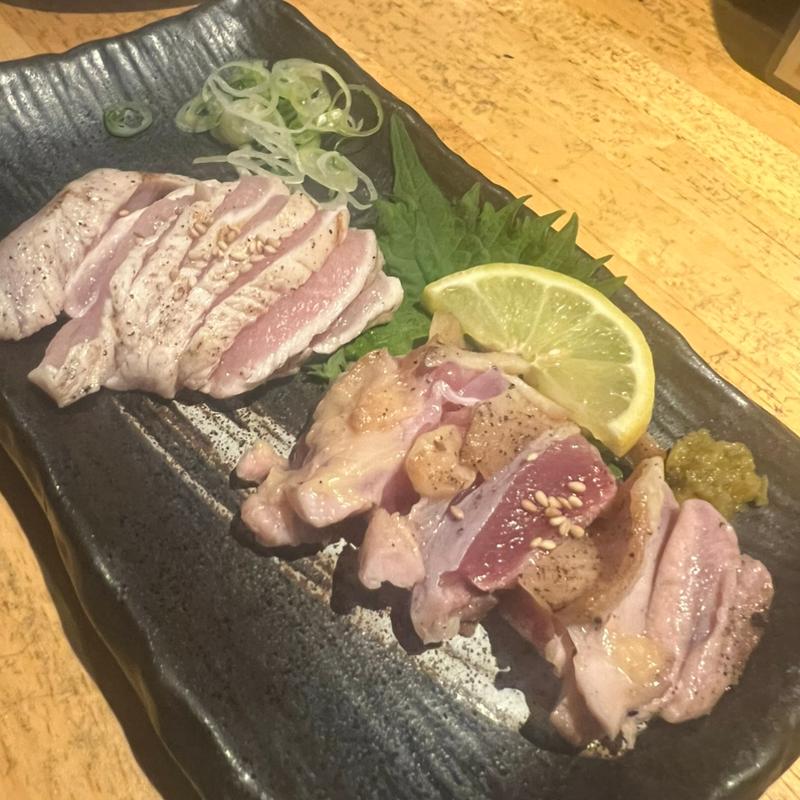 地鶏たたき盛り合わせ(やきとりやさんあっ鶏)