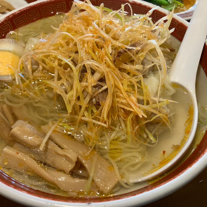 辛味ネギ塩肉汁雲呑麺(広州市場 大塚店)