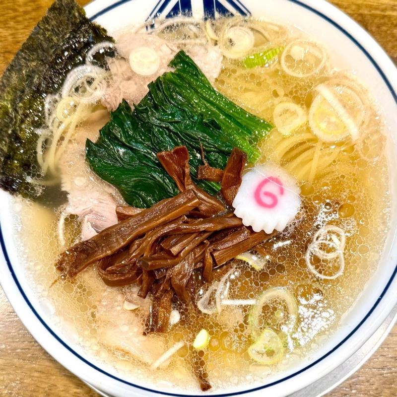 生姜塩ラーメン ほうれん草 メンマ(生姜醤油専門 我武者羅 幡ヶ谷本店)