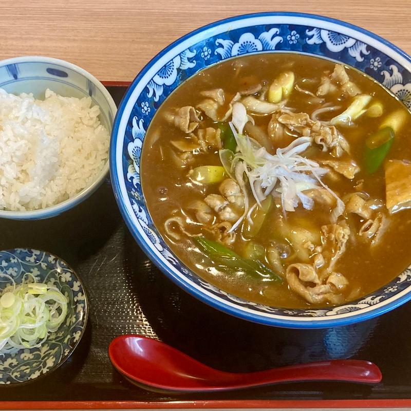 カレー南蛮蕎麦肉増し、ご飯(そば処 上むら本店 Kamimura Soba restaurant)