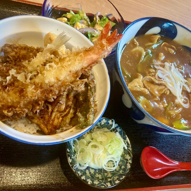 天丼セットカレー南蛮変更(そば処 上むら本店 Kamimura Soba restaurant)