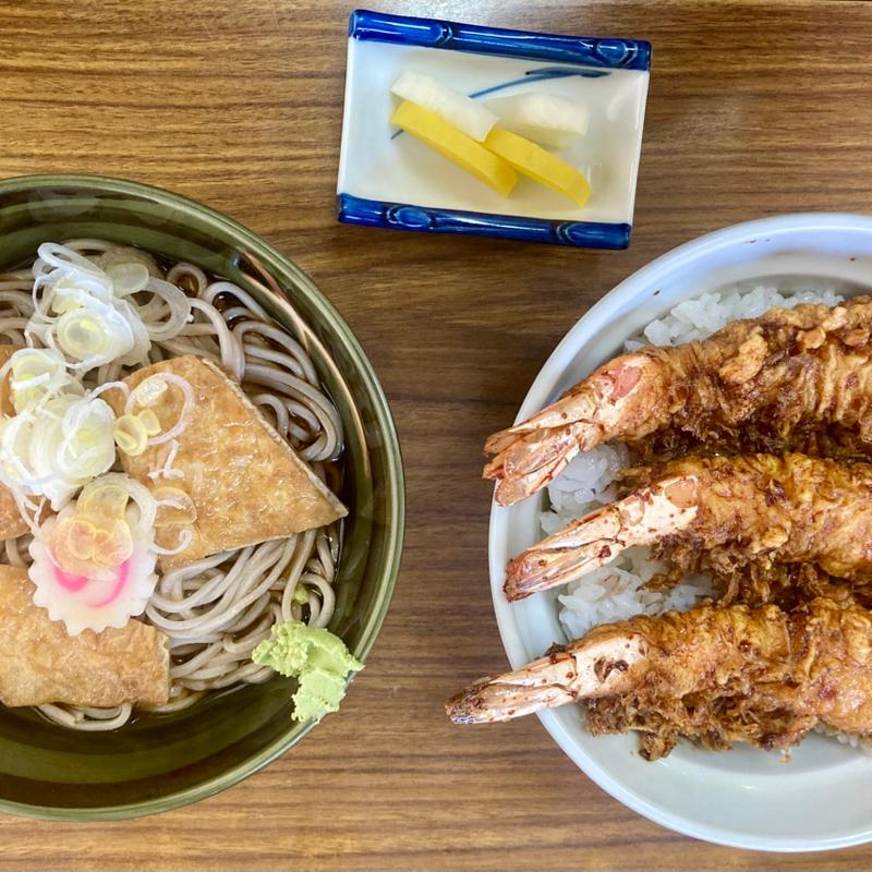 上天丼と冷やしきつね(若竹蕎麦店)