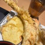 さつまいも天ぷら とり天(まきの定食)