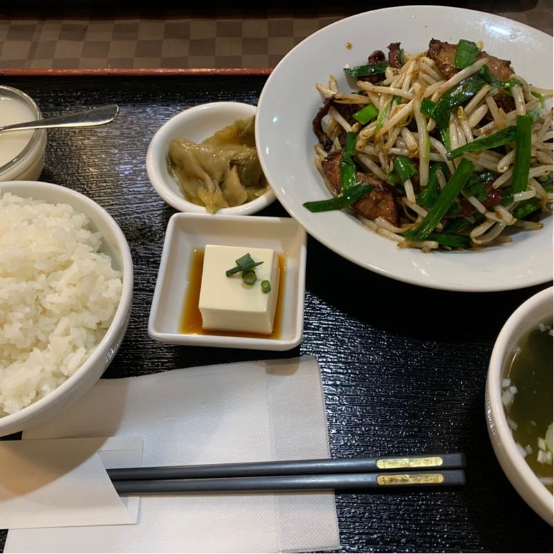 レバニラ炒め定食(銀座海老専家)