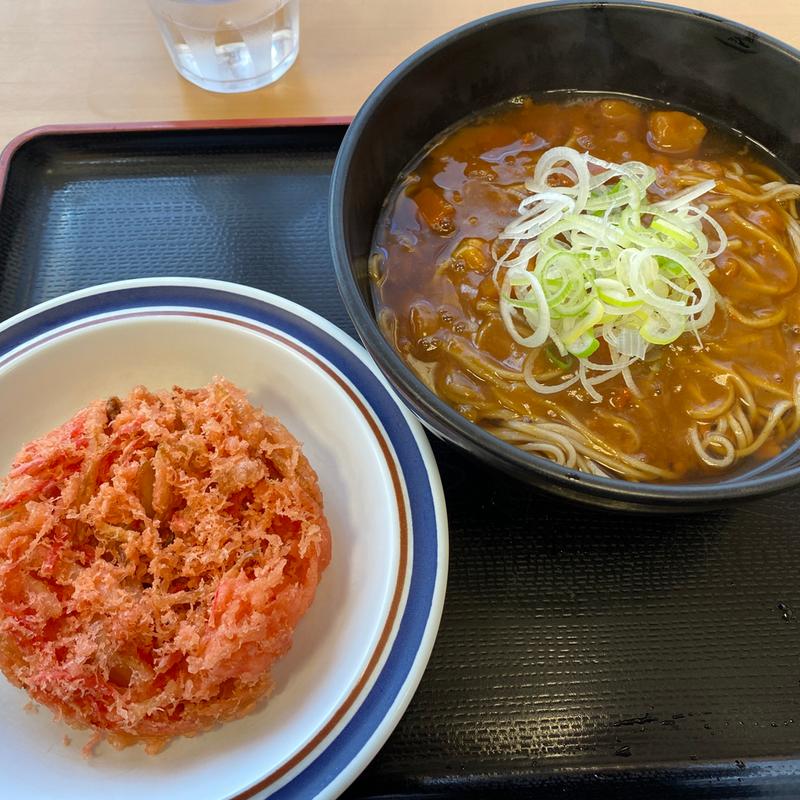 カレーそばに紅生姜天トッピング(名代 富士そば 道玄坂店)