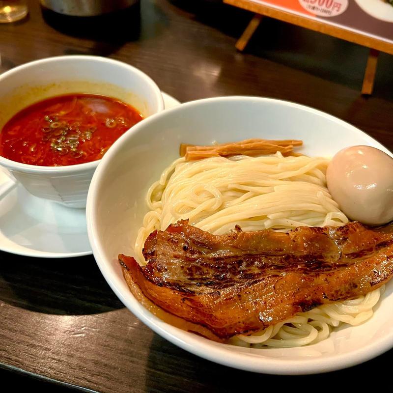 ピリ辛味玉つけ麺(自家製麺 KEN)