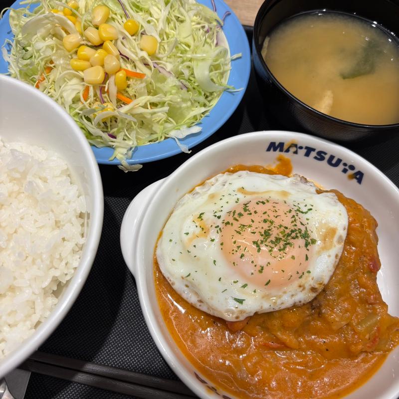 煮込みキャベツのエッグトマトハンバーグ定食(松屋 聖蹟桜ヶ丘店（松のや併設）)