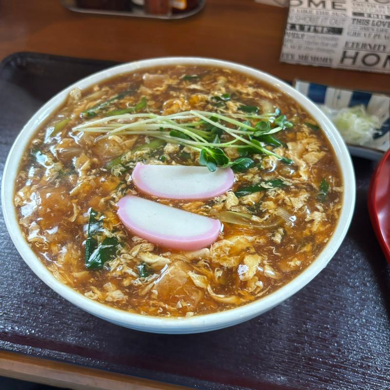 豚ニラ玉あんかけうどん(武蔵野うどん　くわ郷)