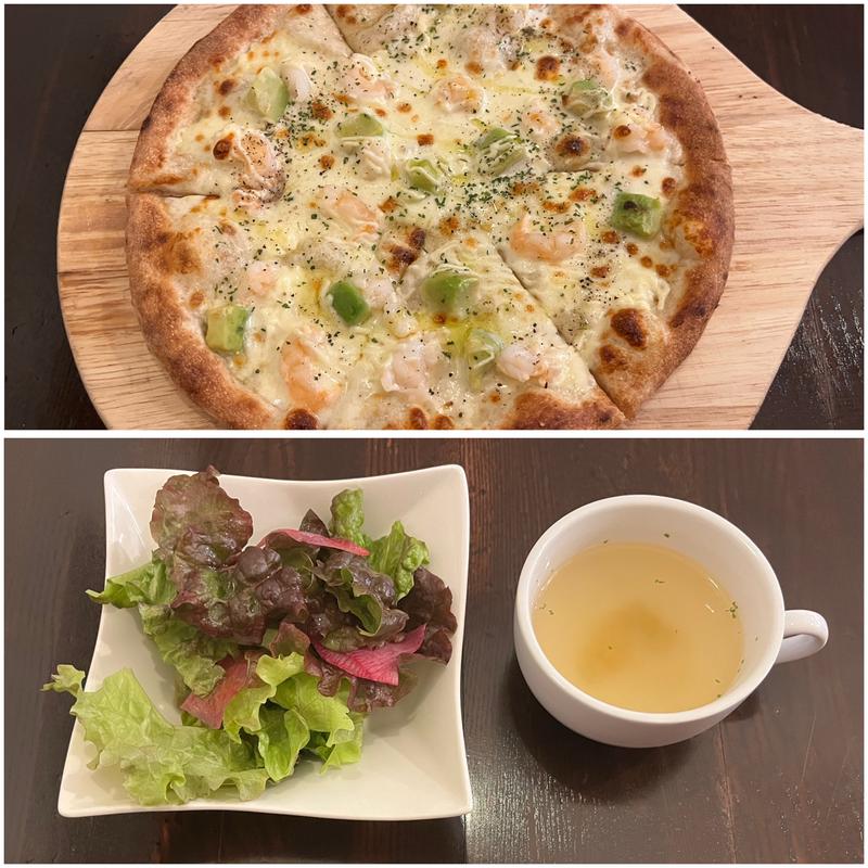 ピッツァ＆サラダセット　海老＆アボガド(トンガリアーノドゥーエ)