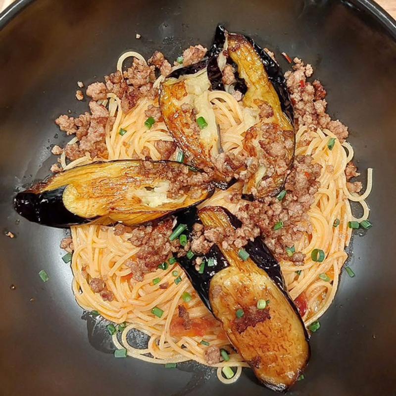 茄子と挽肉のペペロンチーノ(すぱじろう 権之助坂)