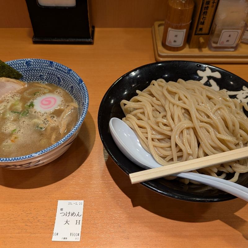 朝つけ麺大盛(六厘舎)