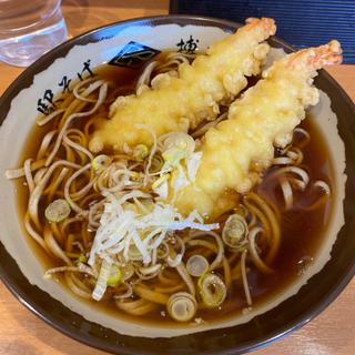 えび天そば+えび天追加(駅そば 榑木川 (くれきがわ) 長野駅東口店)