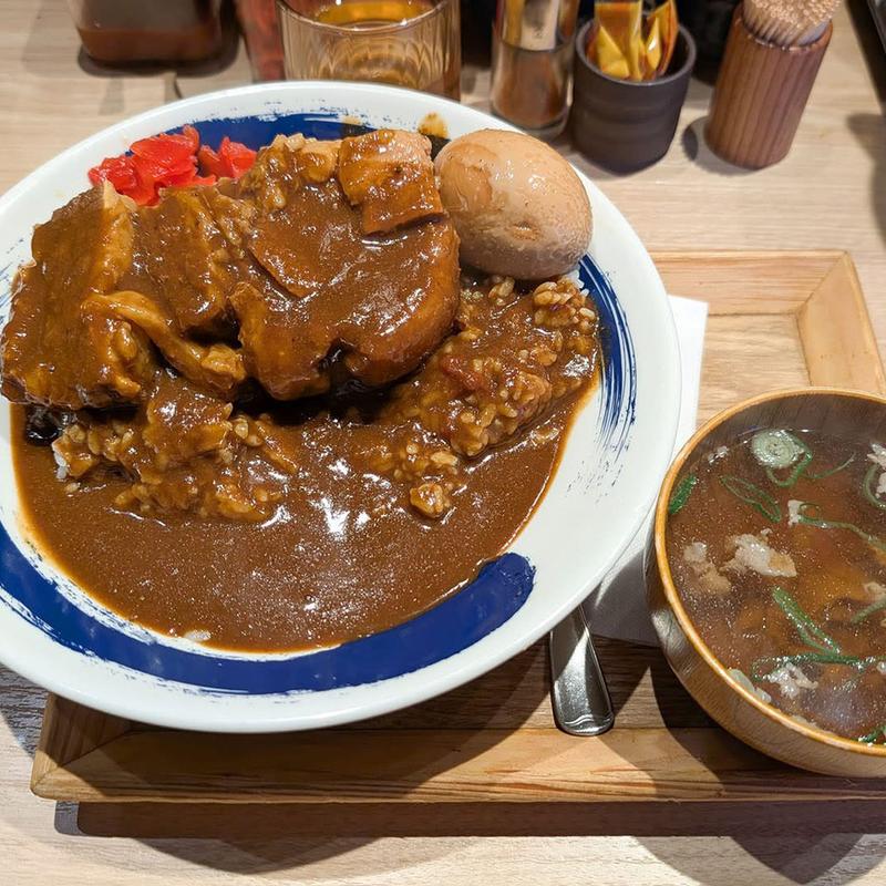ビーフカレー ご飯大盛り 煮玉子 肉吸い 小(肉めし岡もと 御徒町店)