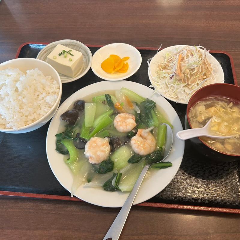 エビとチンゲンサイ炒め定食(台湾料理　菜里香)