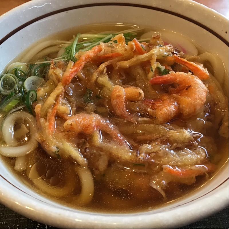 海老かき揚げうどん(味のまるまつ茂庭店)