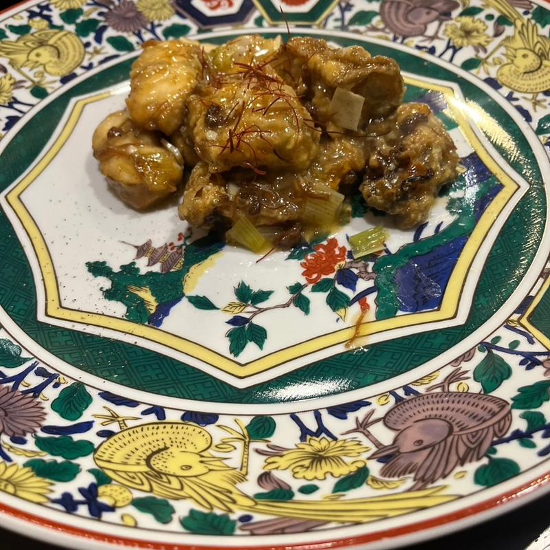 13,500円　魚料理　牡蠣とフグ唐揚げの餡かけ(伊中同宴 KAZU)