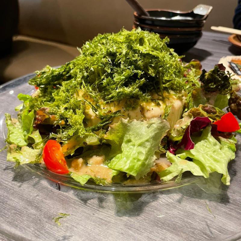 青さと寄せ豆腐のサラダ(九州 熱中屋 錦糸町 LIVE)