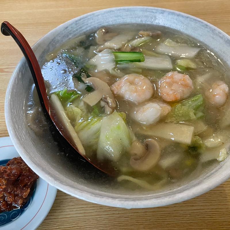 海老そば➕旨辛肉みそ(中華 わらく)