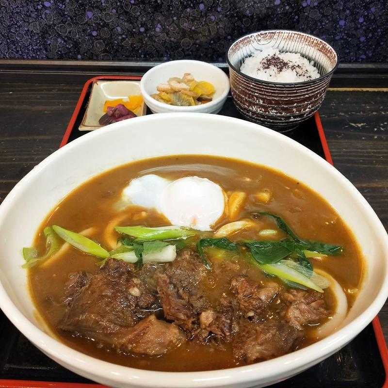 国産牛すじカレーうどん定食(京風さぬきうどん はなこ)