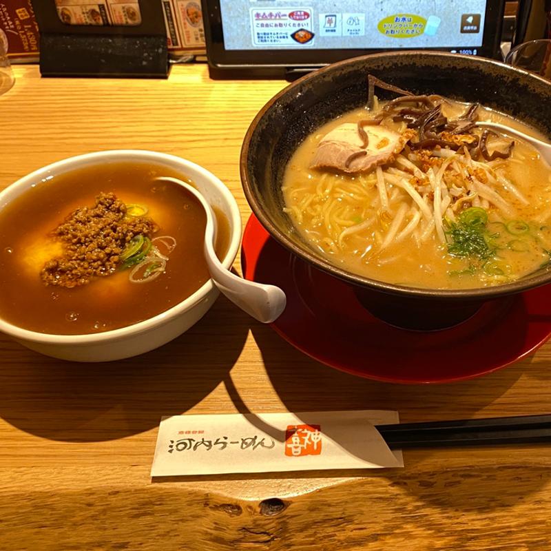 醤油とんこつらーめん＋ミニ天津飯(河内らーめん 喜神 和泉納花店)